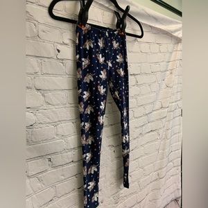 5/$20 Kids Girls Bobbie Brooks Unicorn Leggings M (7/8) Navy Blie